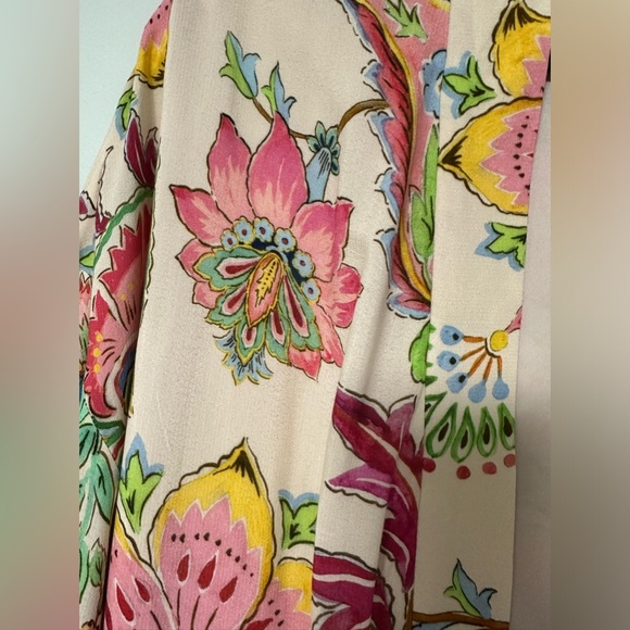 NWT ZARA Floral Printed Long Kimono Belted Beach Boho Style Pink Size XS - Picture 5 of 16